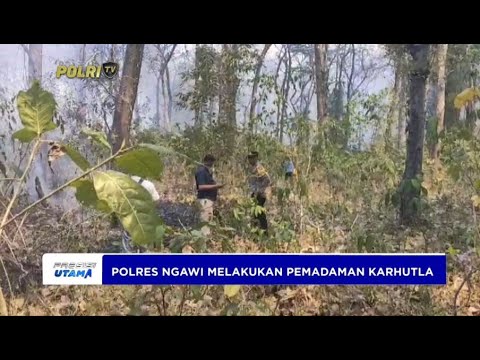 POLRES NGAWI BERSAMA PERHUTANI PADAMKAN KEBAKARAN LAHAN