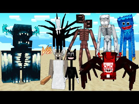 Monster Warden Vs POWERFUL scary MOBS / Minecraft Mob Battle