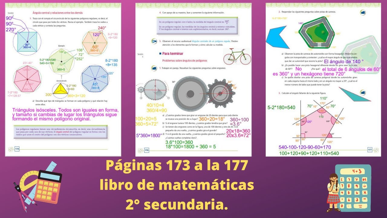 Páginas 173,174,175,176 , 177 libro de matemáticas 2° secundaria