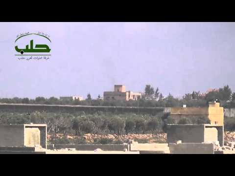 استهداف تحصينات النظام في جبهة الملاح بواسطة صاروخ حراري من غرفة عمليات تحرير حلب