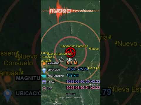 🌍⚠️ **SISMO REPORTADO - IGP** ⚠️🌍 #LibertaddeSamiria #NuevoJordán #Consuelo #Gossen #NuevaEsperanza