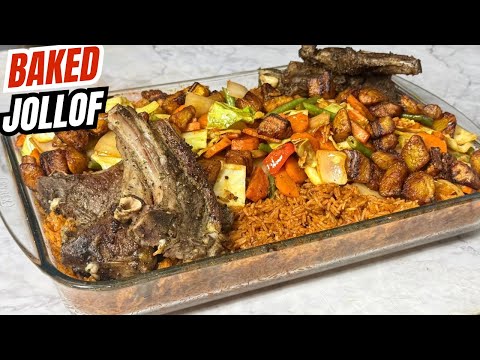 Perfect Baked Jollof Rice with Pan-Fried Lamb Chops & Veggie Medley | Easy African Dinner Recipe