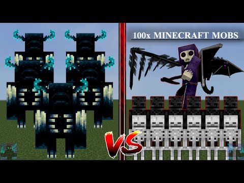 Warden x5 vs Every Minecraft mob in Minecraft Bedrock Edition x100 / warden vs all mobs 5vs100