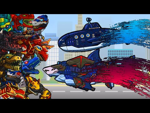 Megalodon Support of Battlefield + Megalodon Submarine - Dino Robot Battle Arena