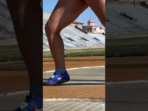 Elena Bruckner, American discus thrower, shows video of herself throwing and using her superfeet insoles to help her performance