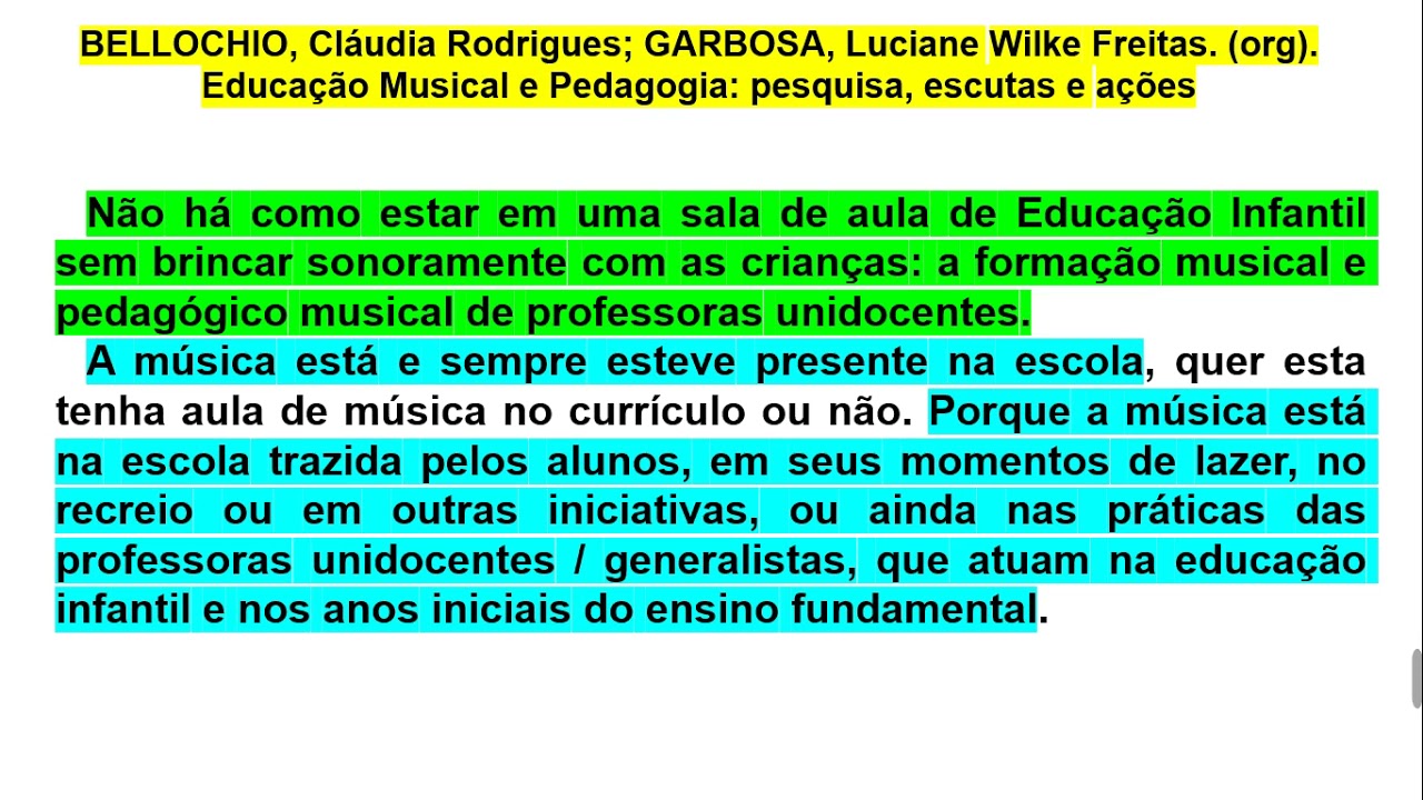 AUTORAS BELOCCHIO E GARBOSA   EDUCAÇÃO MUSICAL E PEDAGOGIA