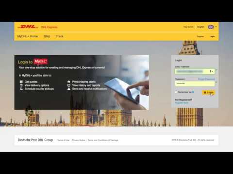 Part of a video titled How to create a shipment in MyDHL - YouTube