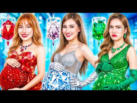 Rich Ruby Vs poor Emerald Vs Giga Rich Diamond Pregnant In The Hospital!