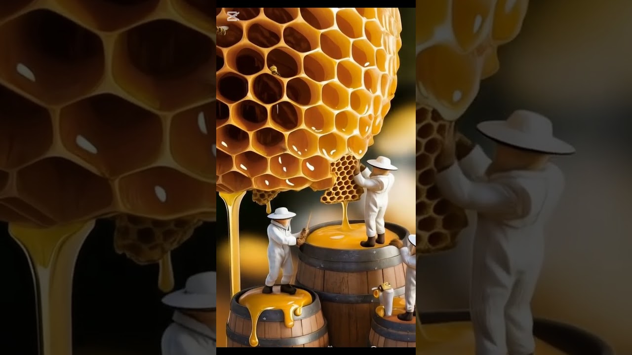Magical Mini Beekeepers Harvesting Honey 🍯 | Surreal AI Art Animation #shorts
