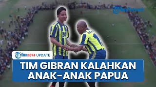 Aksi Gibran Cetak 3 Gol saat Main Bola Bareng Anak Papua, Masyarakat Antusias Nonton Penuhi Lapangan