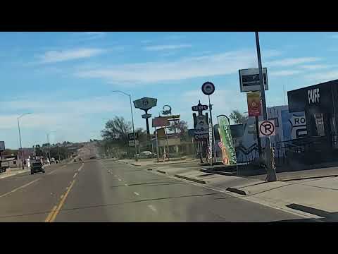 Old Historic US Rte 66 GHOST TOWN drive on Main St.  