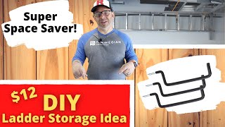 DIY Ladder Storage Idea for $12 | How to install Bluehawk ladder hooks