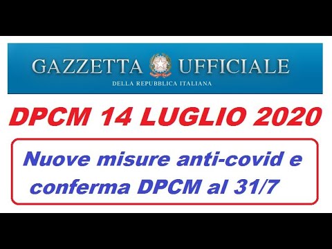 Prime Ministerial Decree of July 14, 2020 - New Anti-Covid-19 Measures (July 15, 2020)