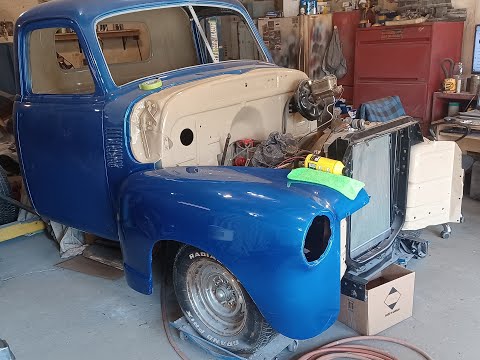 INSTALLATION OF THE '51 CHEVY'S FRONT SHEET METAL BEGINS!