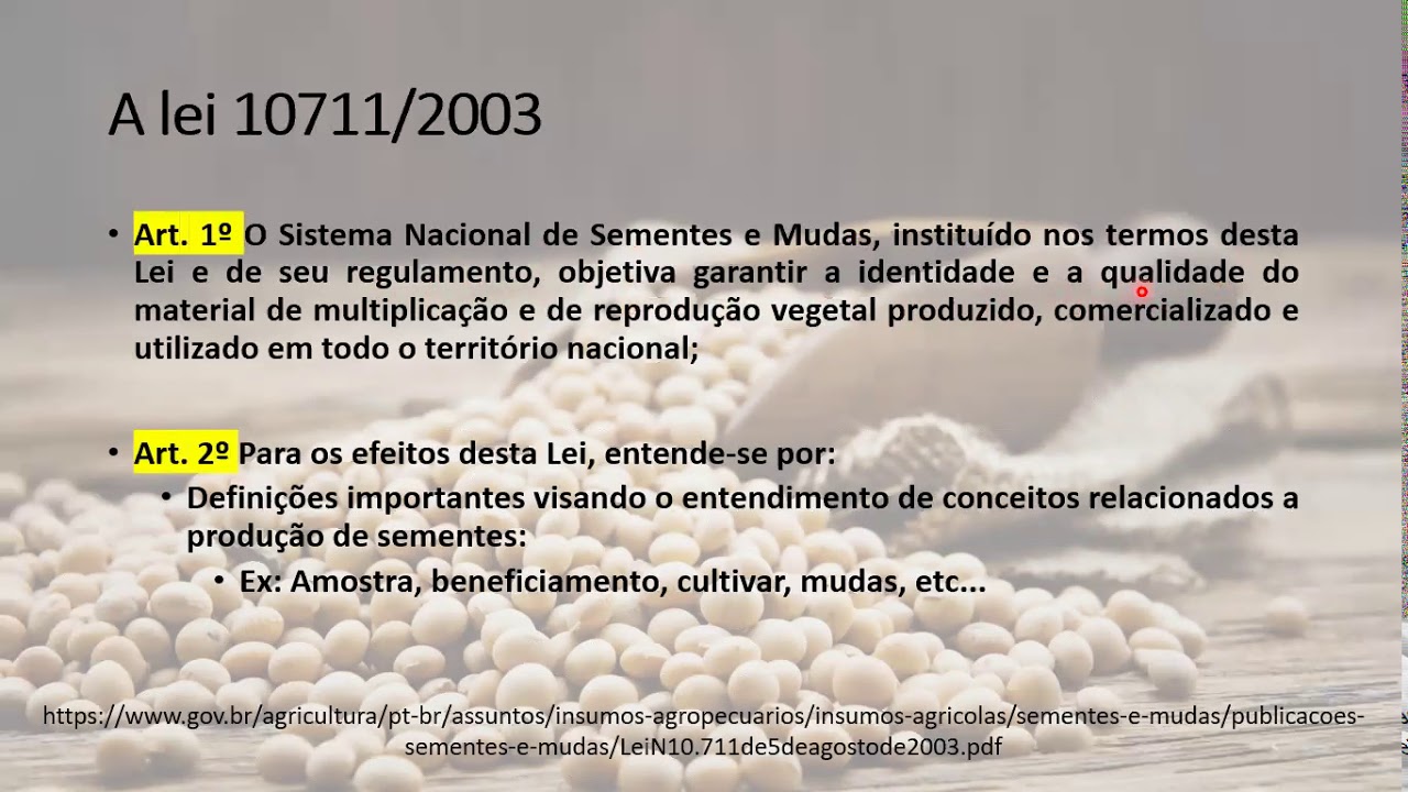 VÍDEO AULA LEGISLAÇÃO DE SEMENTES
