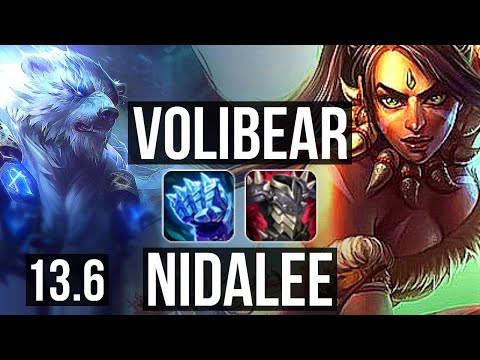 VOLIBEAR vs NIDALEE (JNG) | Rank 3 Voli, 8/1/8, Dominating | KR Challenger | 13.6