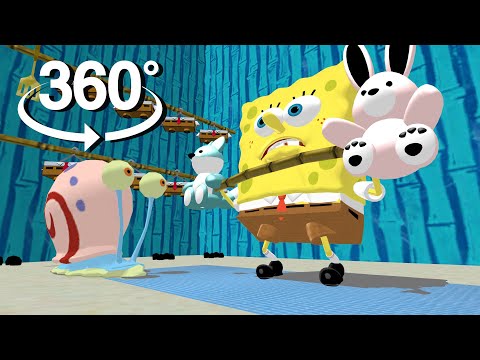 Spongebob Squarepants! - 360° - SpongeBob Lifting Weights! (First 3D VR Rehydrated Game Experience)
