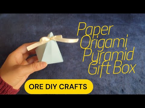Origami Pyramid Gift Box - how to make origami paper gift box - DIY