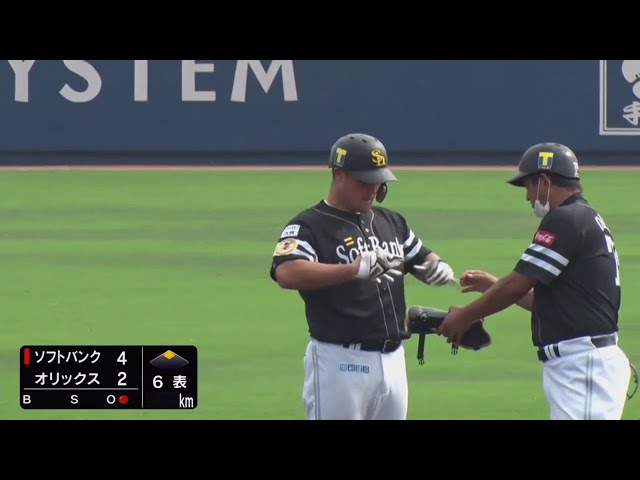 【ファーム】ホークス・リチャードがレフト前へ勝ち越しの2点タイムリー2ベースヒットを放つ!! 2020/8/22 B-H(ファーム)