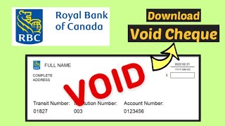 RBC Void Cheque | View / Print Void Cheque Royal Bank of Canada
