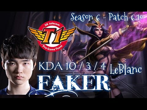 SKT T1 Faker LEBLANC Mid vs Azir - Patch 6.10 KR | League of Legends