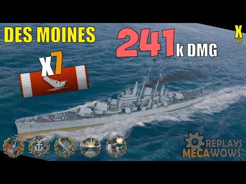 Des Moines 7 Kills & 241k Damage | World of Warships Gameplay
