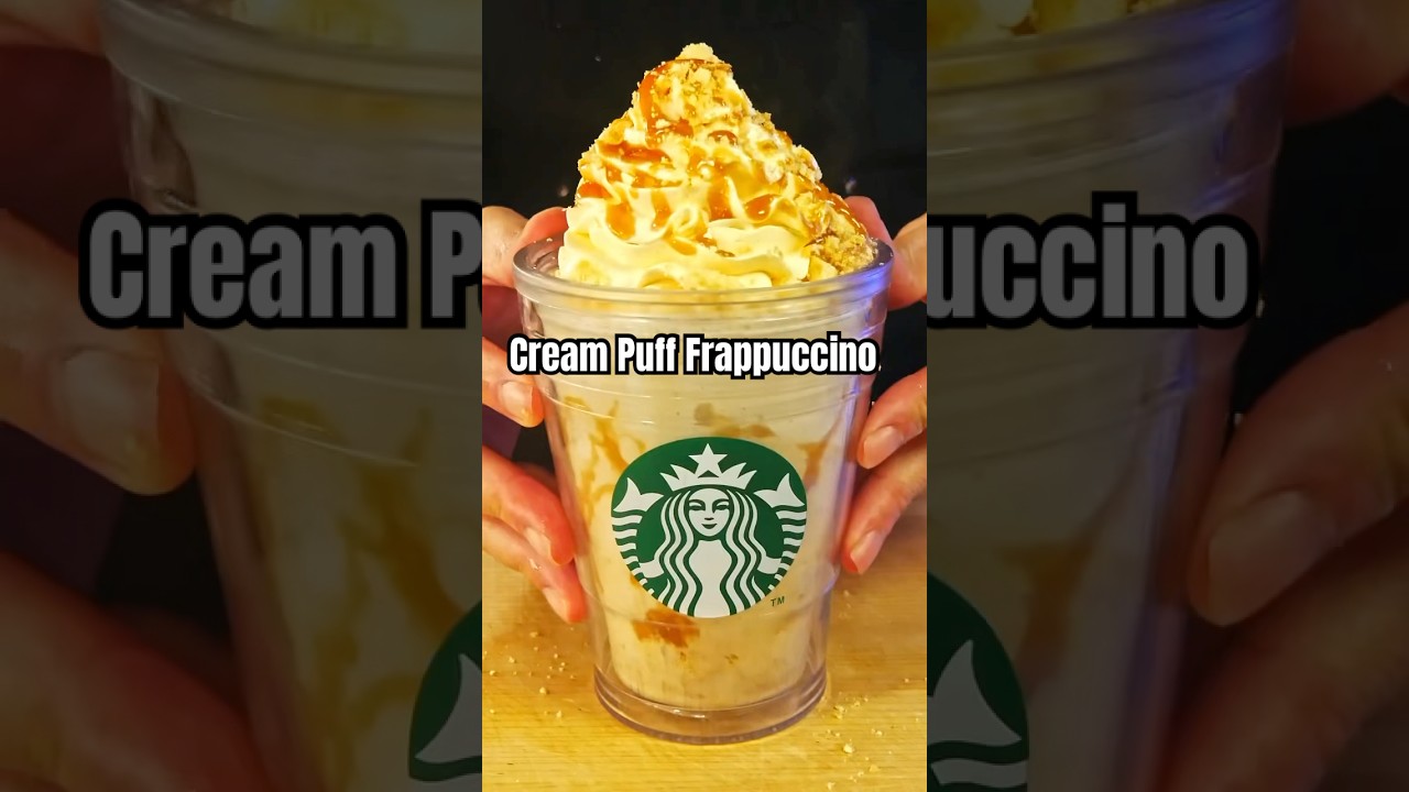 【スタバ再現】シュークリームフラペチーノの作り方 Cream Puff Frappuccino from Starbucks🥤 #スターバックス #starbucks