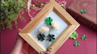 クラフトパンチで作る幸せの四つ葉のクローバー（アートフレームフラワー） - How to Make a Paper Four Leaf Clover Art Frame Flower
