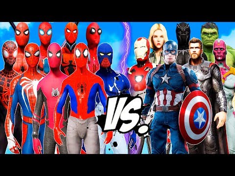 ALL SPIDERMAN SUIT vs THE AVENGERS -  Captain America, Hulk, Iron Man, Thor, Vision, Black Widow!