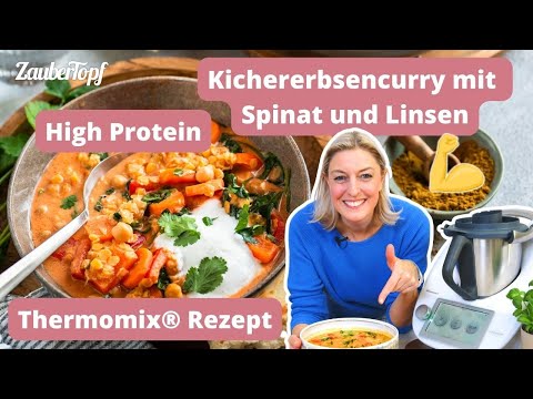 🍛 Schnelles High Protein Kichererbsencurry mit Spinat & Linsen 💪🏼 | Thermomix® Rezept