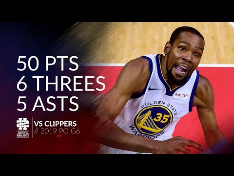 Kevin Durant 50 pts 6 threes 5 asts vs Clippers 2019 PO G6