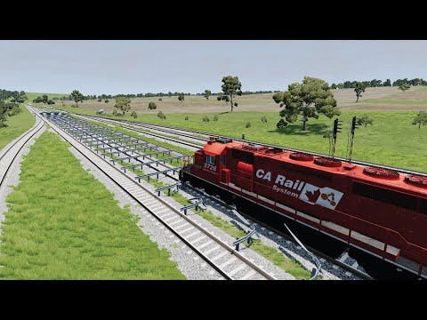 Trains vs Numerous Guardrails #001 - BeamNG.drive