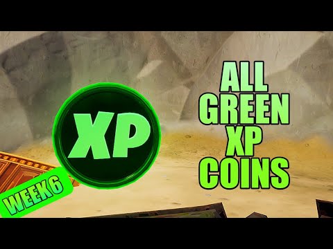 ALL 4 Green XP COINS Locations - Week 6 - Chapter 2 Season 4 - Fortnite