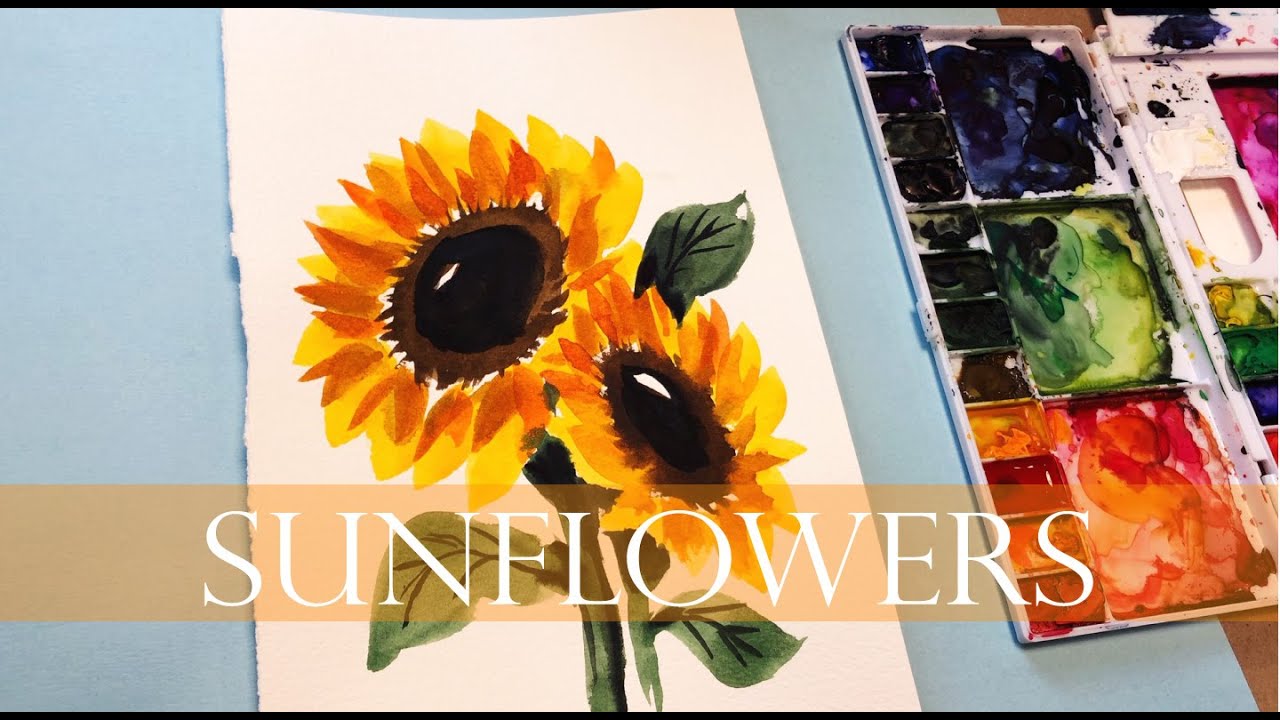 Easy Watercolor Sunflower Tutorial/ Step by Step/ Paint this in under 10 minutes!