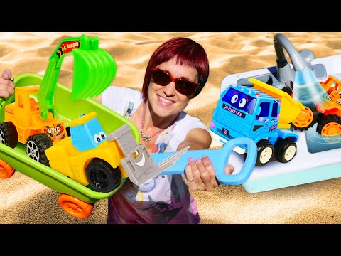 Машинки в песочнице - Развивающее видео и Маша Капуки - Игры в машинки