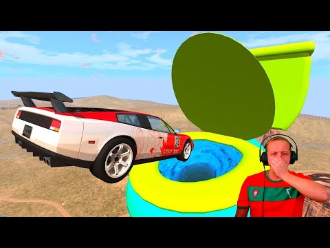 BeamNG Drive - Epic Jumps Into Giant Toilet
