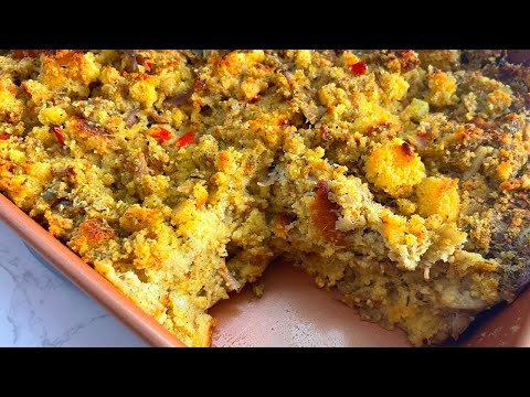 Southern CORNBREAD DRESSING with Turkey Neck meat | Step by Step - Tanny Cooks
