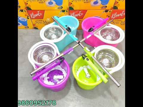 Steel micro fibre cleaning spin mop bucket, for home
