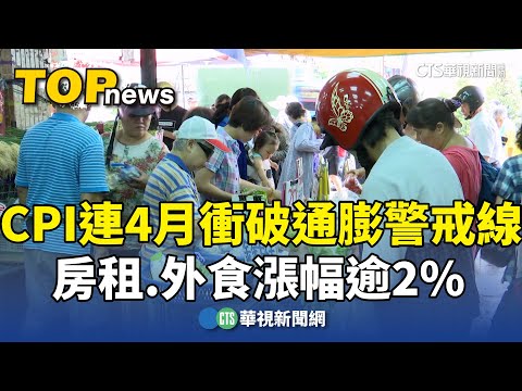CPI連4月衝破通膨警戒線　房租.外食漲幅逾2%