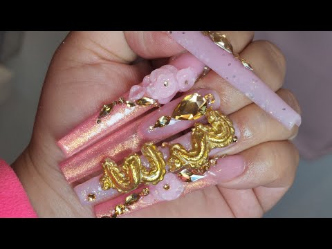 Pink Birthday Nails | 3d Flowers | 3d Balloon | Step by step