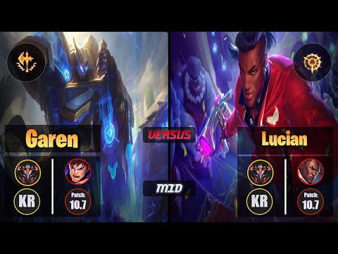 GrandMaster GAREN [Conqueror] (Mid) VS  LUCIAN - Grandmaster KR Patch 10.7