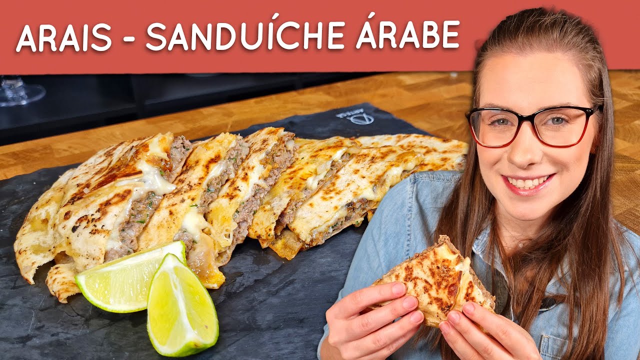 Pão sirio recheado com carne moida, ARAIS! Lanche arabe de frigideira delicioso!