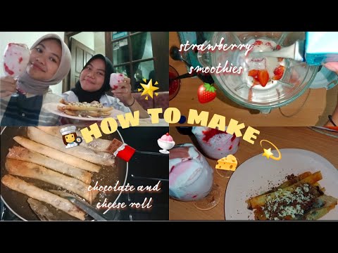 Procedure Text || How To Make Chocolate And Cheese Roll & Strawberry Smoothies