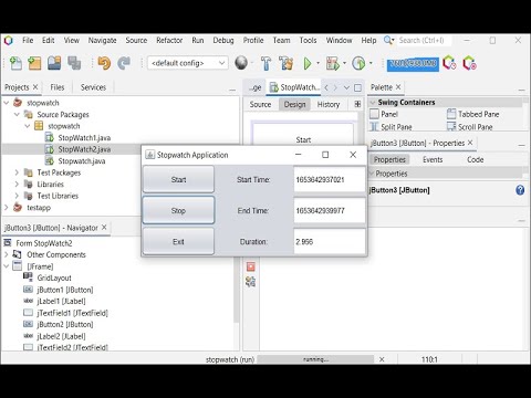 Java Stopwatch Application By Using Design Tools