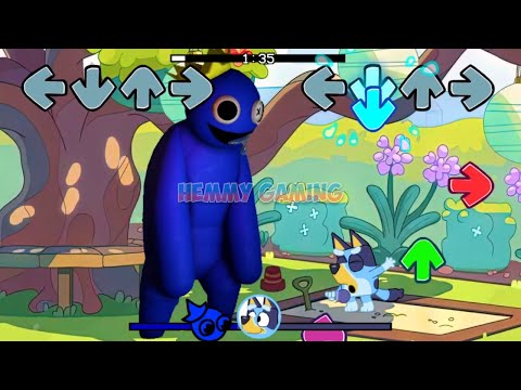 FNF Rainbow Friends vs Bluey, Bingo & Mackenzie Sings Bluey Can Can | Smile Song FNF Mods