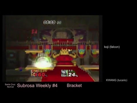 Subrosa Weekly #4 - Bracket - Koji (C. Falc) vs KWANG (Pika, Lucario)