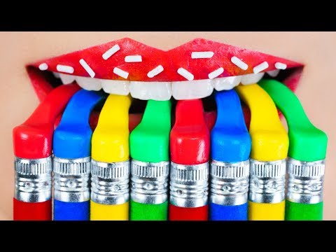 How to Sneak Candy in Class! School Pranks and 15 DIY Edible School Supplies!