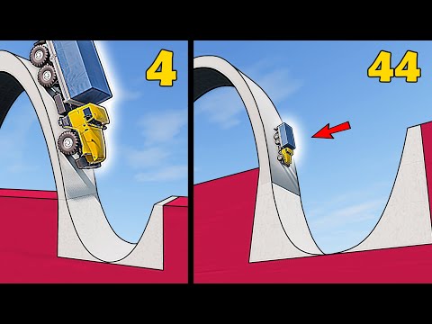 Vehicles vs. Highest Descent into Reversed Bump in BeamNG.drive