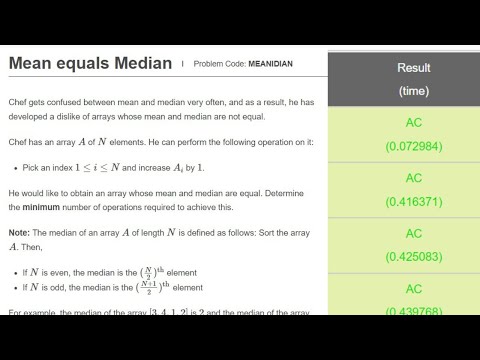 Mean equals Median: CodeChef Starters 21 Division 2: 05/01/2022