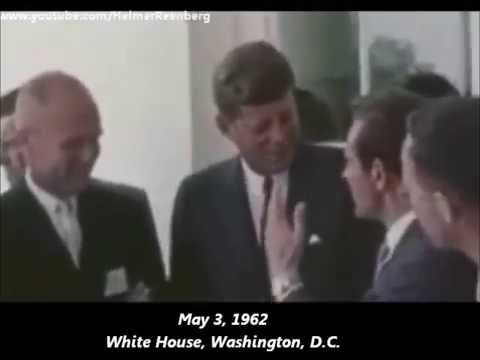 May 3, 1962 - Russian Cosmonaut Gherman Titov meets President John F. Kennedy and John Glenn